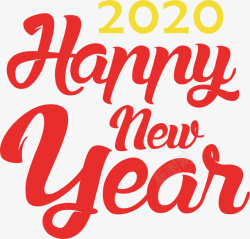 2020日历新年快乐简约字体07高清图片