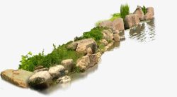 河边石头河边石头植物装饰高清图片