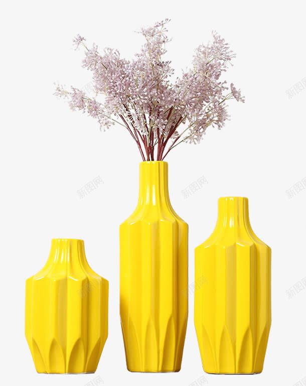 黄色花瓶摆件png免抠素材_新图网 https://ixintu.com 个性花瓶 宜家风格 简易花瓶 花瓶 醒目黄色 黄色摆件