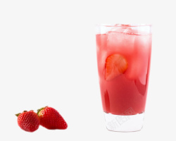 水草莓口感清新的新型健康草莓气泡水饮高清图片
