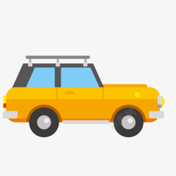扁平化自驾游卡通橙色的越野车矢量图高清图片