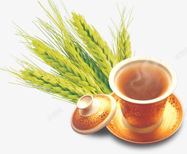 温暖大麦茶png免抠素材_新图网 https://ixintu.com 免扣素材 大麦 大麦茶 温暖 茶 茶杯 装饰图案 高清素材 麦子