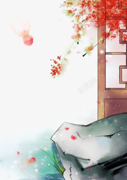手绘插画窗户和烟花手绘插画高清图片
