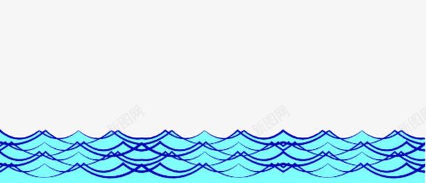 手绘蓝色水波纹png免抠素材_新图网 https://ixintu.com 手绘 水波 江水 江面 纹样 蓝色 风景