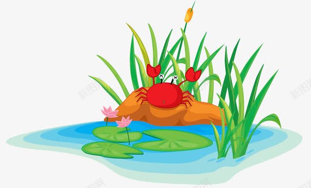 河岸上的螃蟹png免抠素材_新图网 https://ixintu.com 卡通 小河 小溪 水 水塘 水沟 水流 河水 河沟 流水 清澈 溪水