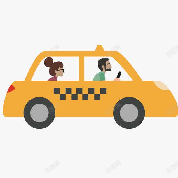 黄色的出租车png免抠素材_新图网 https://ixintu.com 乘客 交通 司机 新司机 车辆 黄色