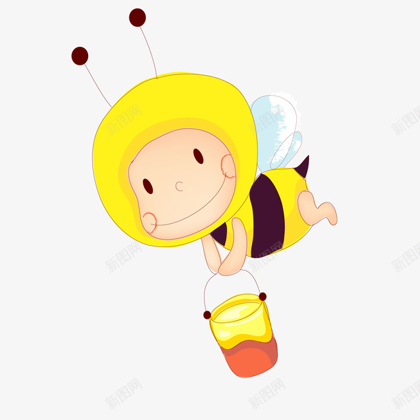卡通小蜜蜂矢量图ai免抠素材_新图网 https://ixintu.com 创意 卡通 小蜜蜂 手绘 插画设计 矢量图 采蜜 黄色