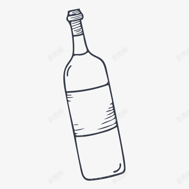 手绘红酒瓶图标png_新图网 https://ixintu.com 一个 卡通 手绘 简图 简笔 素描 红酒瓶 黑色