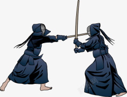 日本剑道打斗切磋卡通风格剑道矢量图高清图片