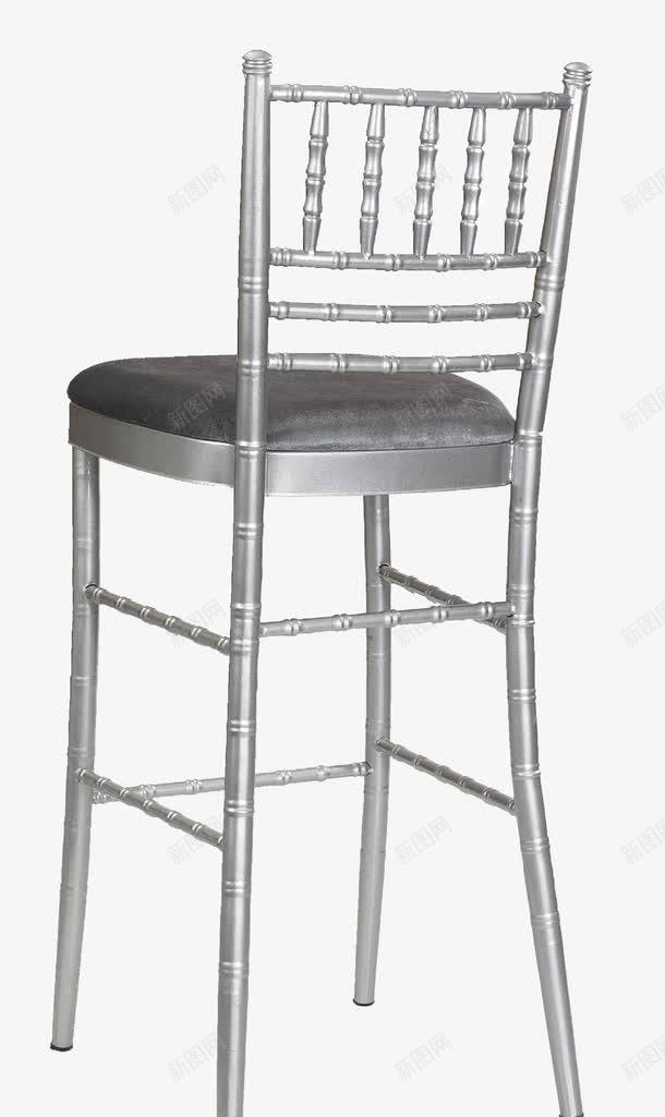 金属椅子png免抠素材_新图网 https://ixintu.com 不锈钢 吧台椅 椅子背面 软坐垫 银色