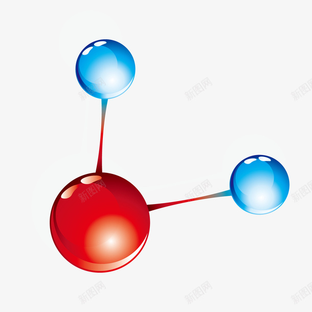 红蓝色圆球分子结构png免抠素材_新图网 https://ixintu.com 分子结构 化学 化学式 水结构 物理 物理元素 物理学科 科学研究