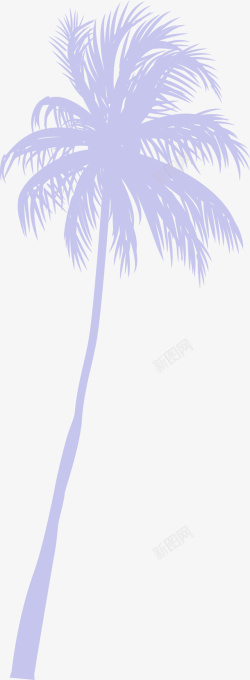 手绘椰汁紫色椰子树矢量图高清图片