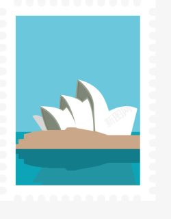 悉尼邮票卡通旅游城市邮票悉尼歌剧院矢量图高清图片