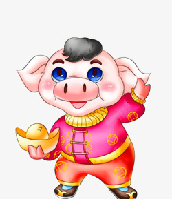 福猪拜年卡通形象素材