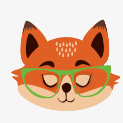 手绘戴眼镜狐狸头像矢量图素材