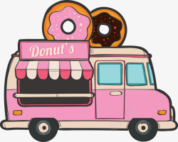 P卡车粉色卡通零食食物车图高清图片
