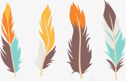 波西米亚风矢量复古彩色民族风羽毛高清图片