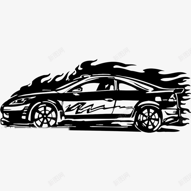 卡通汽车嚣张的火焰标识图标png_新图网 https://ixintu.com 卡通的 火热图标 火红的 灼热的 红色的 酷热的