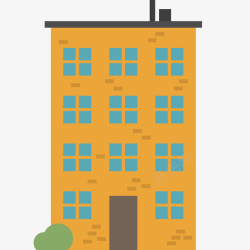 小区房屋卡通黄色的房屋矢量图高清图片