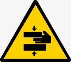 当心门夹手三角形安全警示标识牌图标高清图片