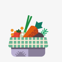 菜市场卡通简洁一篮子的蔬菜高清图片