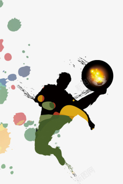 彩色的少年足球字踢足球的卡通手绘人物高清图片