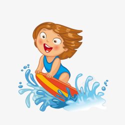 划艇夏日刺激冲浪小女生素材
