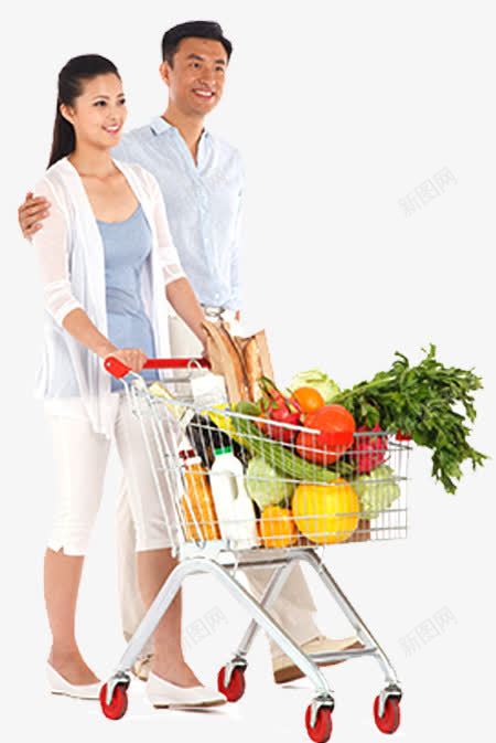 夫妻购物png免抠素材_新图网 https://ixintu.com 家人 拍摄 推购物车 蔬菜