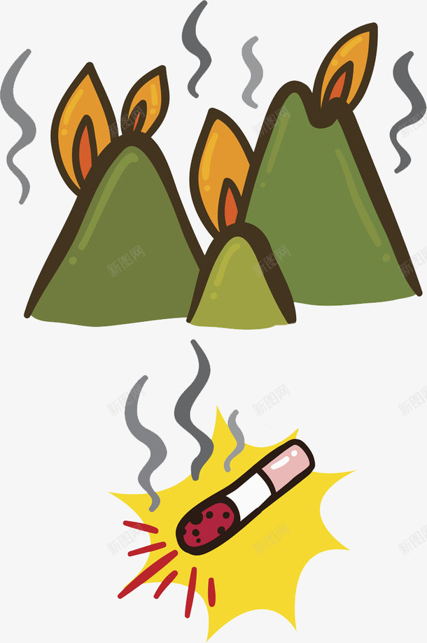 失火的森林png免抠素材_新图网 https://ixintu.com 卡通 失火的 插图 森林 烟头 着火 简笔