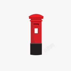 红色信箱复古圆柱红色电话亭高清图片
