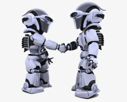 立体科技两个机器人握手实物模型素材