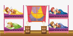 熟睡的孩子四人间宿舍高清图片