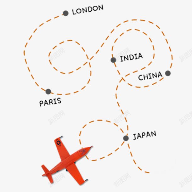 飞机飞行路线图图标png_新图网 https://ixintu.com 卡通 路线 路线图 飞行