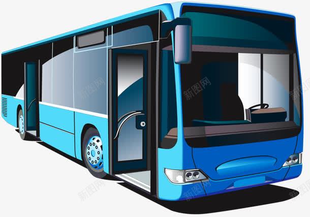 蓝色公交车png免抠素材_新图网 https://ixintu.com 公交车 卡通 可爱 手绘 蓝色城市公交车