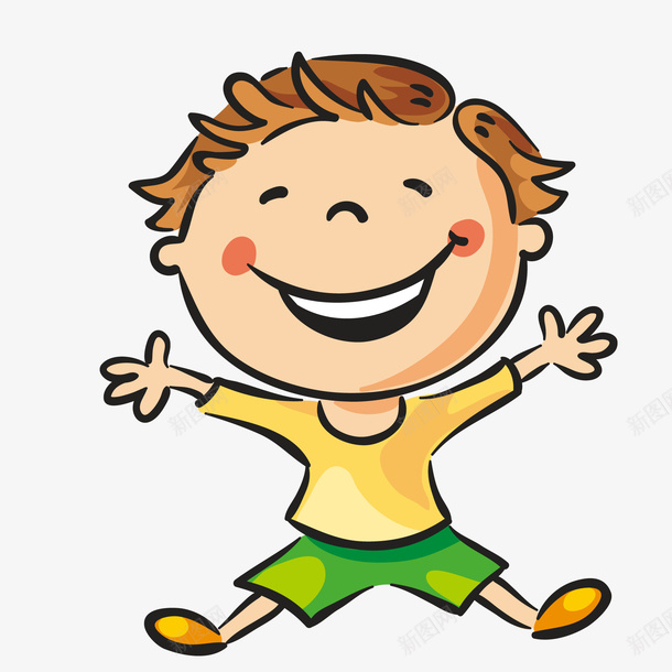 卡通快乐的小男孩矢量图ai免抠素材_新图网 https://ixintu.com 人物设计 儿童生活节 小男孩 快乐 手绘 笑容 矢量图