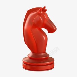 玻璃棋子红色国际象棋马高清图片