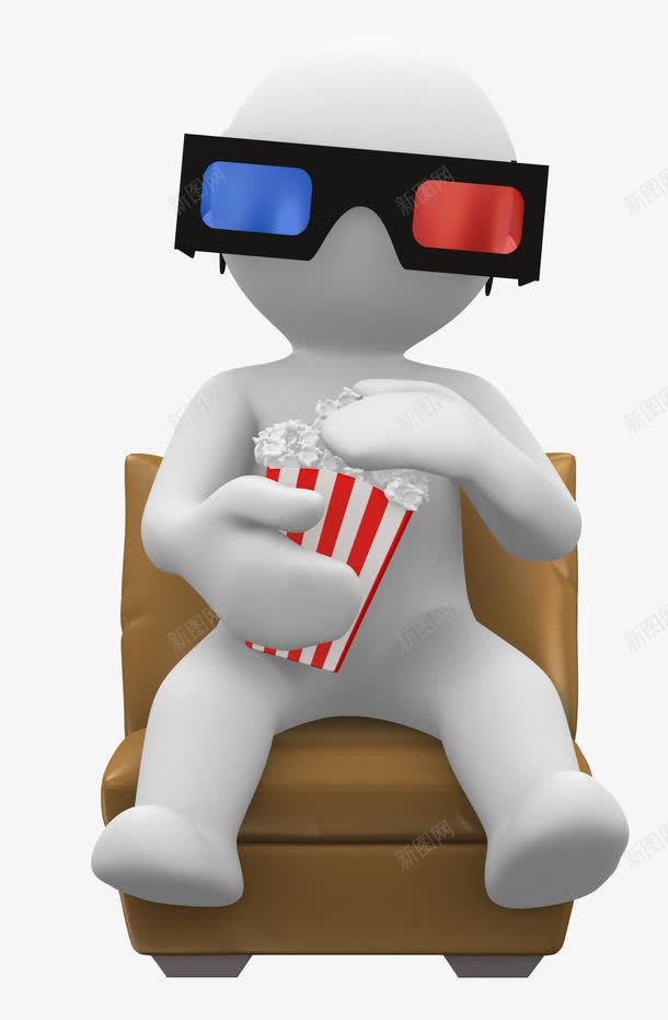 3D白色看电影的人png免抠素材_新图网 https://ixintu.com 3d电影 3d白色小人 3d眼镜 图片素材 影音娱乐 椅子 生活百科 电影院 看电影的人 看电影的人爆米花