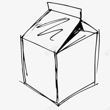 简易牛奶盒手绘图图标图标