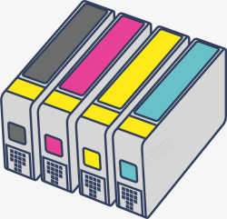 彩色墨盒PNG立体彩色墨盒矢量图高清图片