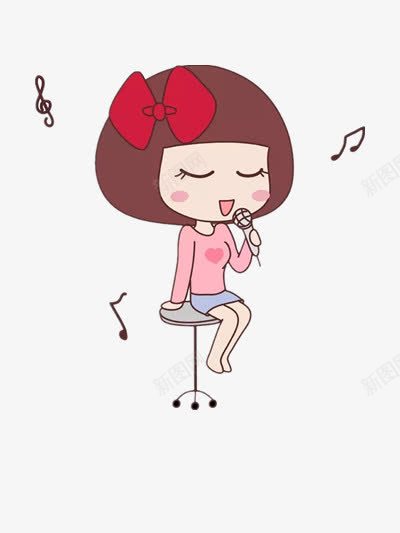 坐着唱歌的女孩png免抠素材_新图网 https://ixintu.com 卡通 唱歌图 坐着的小朋友 巧克力女孩 素材 节奏 音乐