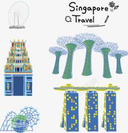 多个新加坡著名景点建筑素材
