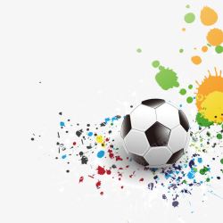 彩色的少年足球字彩色泼漆地上的足球高清图片