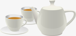 手绘杯子茶水柠檬手绘白色茶壶矢量图高清图片