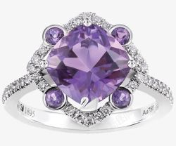 紫色钻施华洛世奇首饰紫色菱形戒指高清图片