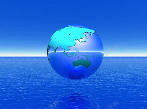 海面上的蓝色地球模型背景