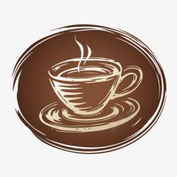棕色咖啡杯手绘咖啡图标高清图片
