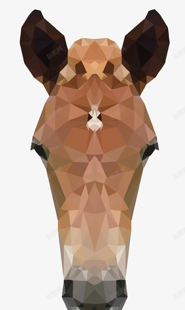 棕色晶格化马头png免抠素材_新图网 https://ixintu.com 卡通 手绘 晶格化 棕色 矢量马头 马头PNG矢量图 马头免扣PNG图