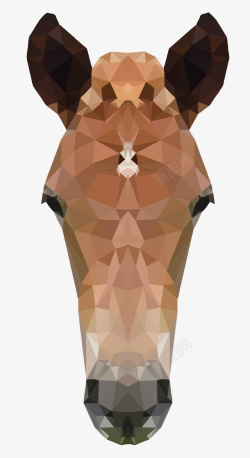 卡通马头免抠PNG棕色晶格化马头高清图片