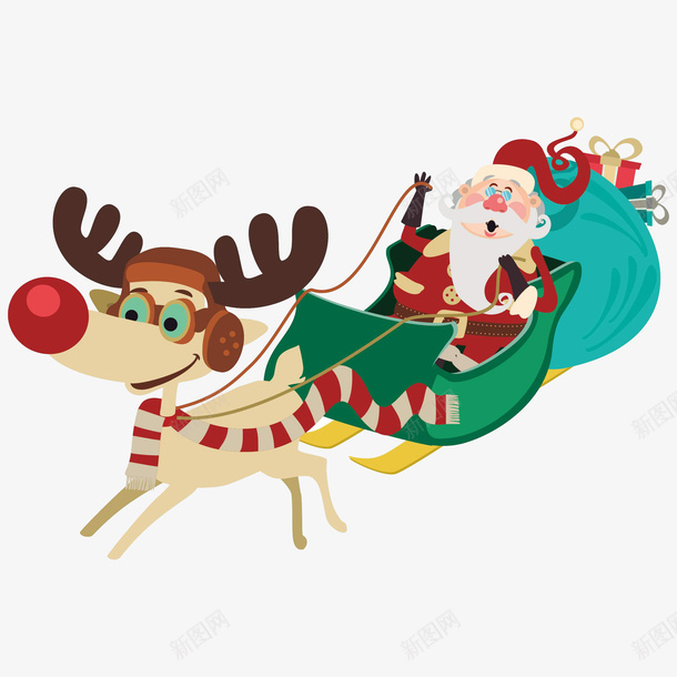 圣诞老人拉麋鹿psd免抠素材_新图网 https://ixintu.com 圣诞 圣诞老人 礼物 麋鹿