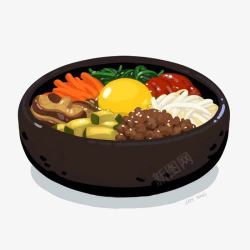 韩式料理食材石锅拌饭高清图片